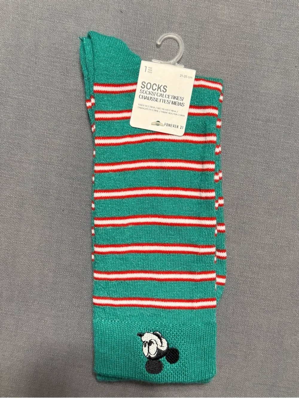 Forever 21 Teal Crew Socks with Red and White Stripes